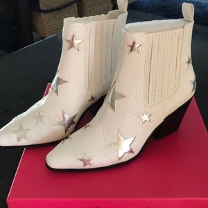 Betsey Johnson Izak Vegan Gold Star Ankle Boots